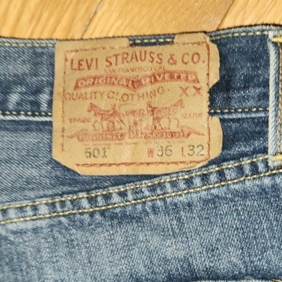 3PR MENS LEVIS 501 BUTTON FLY BLUES JEANS SIZE 34 X 34 NO SEPARATING - Picture 9 of 12
